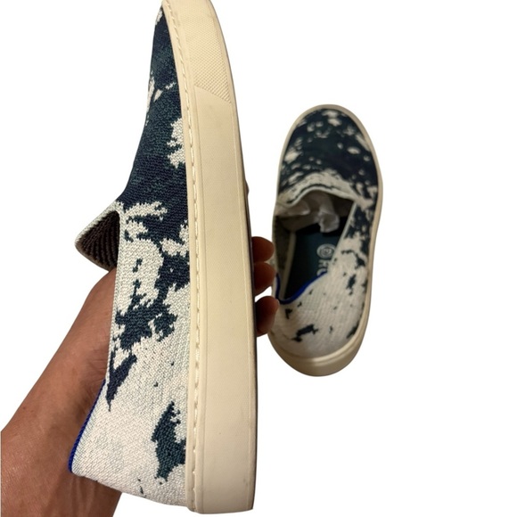 Rothy's Green Shibori slip on sneakers,Stylish Blue and Cream Slip-On Shoes - Picture 6 of 9